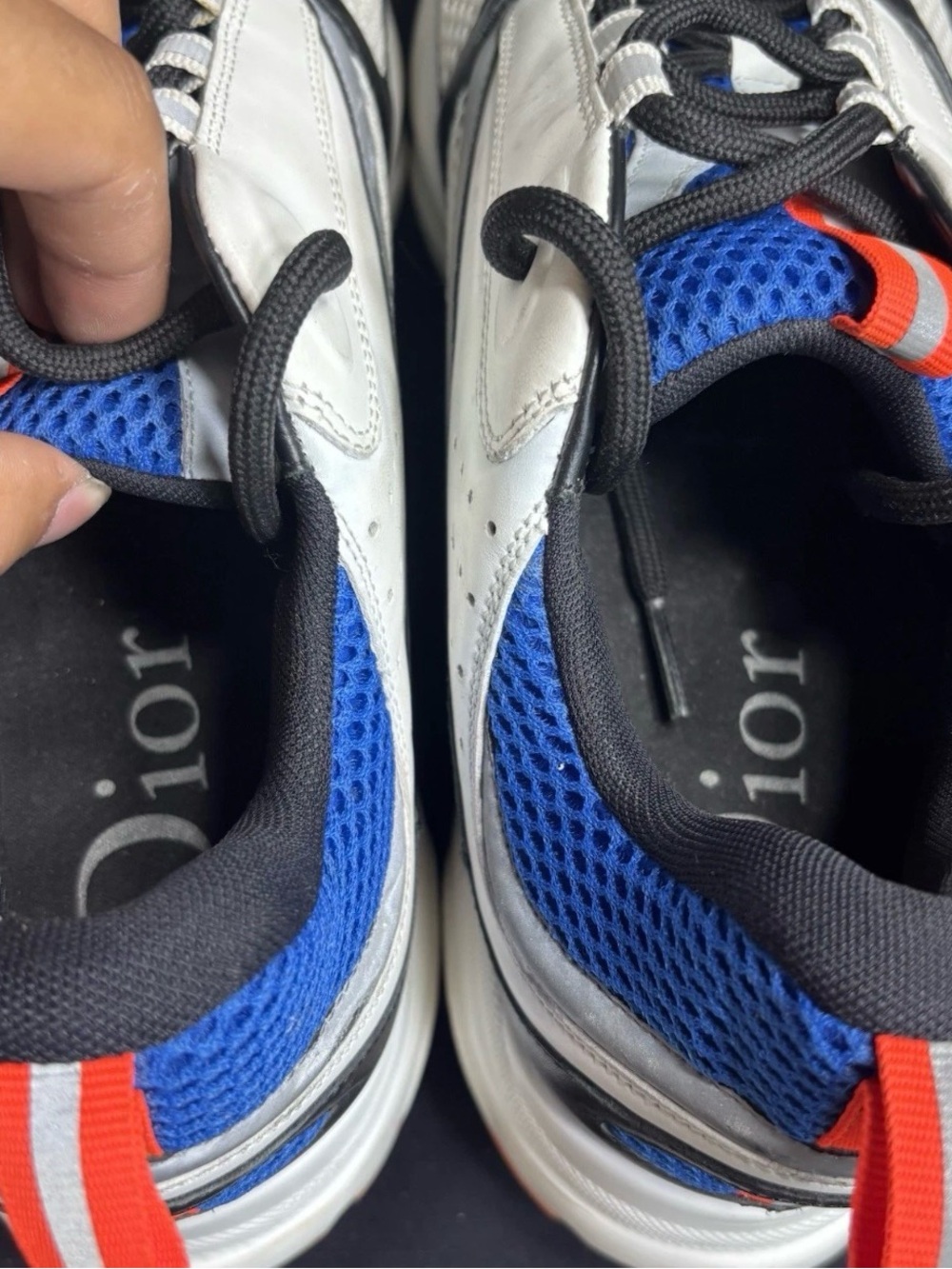 Dior B22 White Orange Blue Mens Reflective Sneakers - Size 45 - Picture 11 of 13
